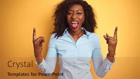  Presentation with elegant star - Slides consisting of african-american-businesswoman-wearing-elegant background and a gold colored foreground