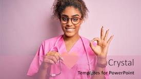  Presentation with cardiologist - Presentation theme consisting of african-american-cardiologist-girl-wearing background and a coral colored foreground