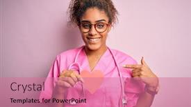 Presentation with cardiologist - Audience pleasing slide set consisting of african-american-cardiologist-girl-wearing backdrop and a coral colored foreground