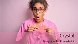  Presentation with heart medical - PPT theme enhanced with african-american-cardiologist-girl-wearing background and a coral colored foreground