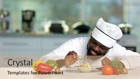  Presentation with cooking chef - Beautiful slides featuring african american chef cooking tasty backdrop and a coral colored foreground