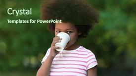  Presentation with water scarcity - PPT theme with drinking water outdoors water scarcity background and a tawny brown colored foreground