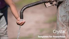  Presentation with drinking water - Colorful PPT layouts enhanced with tap outdoors water scarcity backdrop and a coral colored foreground