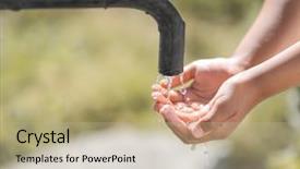  Presentation with drinking water - Theme having tap outdoors water scarcity background and a mint green colored foreground