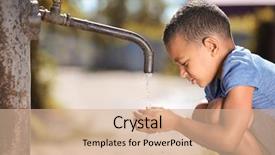  Presentation with drinking water - PPT theme enhanced with african american child drinking water background and a coral colored foreground