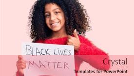  Presentation with matter - PPT theme enhanced with african-american-child-with-curly background and a coral colored foreground