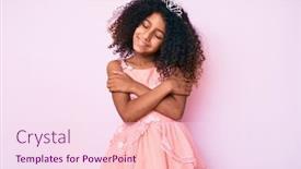 Presentation with princess - Colorful presentation design enhanced with african-american-child-with-curly backdrop and a pink colored foreground