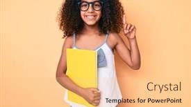  Presentation with book glasses - PPT layouts having african-american-child-with-curly background and a lemonade colored foreground