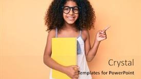  Presentation with book glasses - Slide set having african-american-child-with-curly background and a coral colored foreground