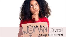  Presentation with african american woman question - PPT theme having african-american-child-with-curly background and a lemonade colored foreground