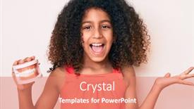  Presentation with denture - PPT theme with african-american-child-with-curly background and a coral colored foreground