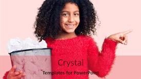  Presentation with bin - Cool new PPT theme with african-american-child-with-curly backdrop and a red colored foreground