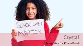  Presentation with matter - Colorful presentation design enhanced with african-american-child-with-curly backdrop and a red colored foreground