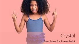 Presentation with rock star - Cool new PPT theme with african-american-child-with-curly backdrop and a coral colored foreground