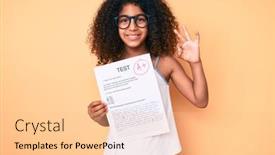  Presentation with exam - Cool new slide set with african-american-child-with-curly backdrop and a lemonade colored foreground