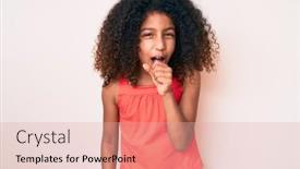  Presentation with child health care - Colorful slide deck enhanced with african-american-child-with-curly backdrop and a coral colored foreground