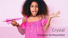  Presentation with curly hair - PPT theme with african-american-child-with-curly background and a coral colored foreground