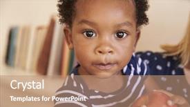  Presentation with apple - Theme consisting of african american children - young boy eating red apple background and a coral colored foreground