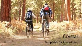  Presentation with woodland - Cool new theme with african american couple cycling through fall woodland backdrop and a coral colored foreground