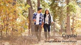  Presentation with woodland - PPT theme with african american couple cycling background and a coral colored foreground