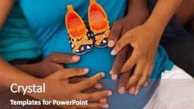  Presentation with african american baby - Colorful presentation design enhanced with african american couple expecting baby backdrop and a tawny brown colored foreground