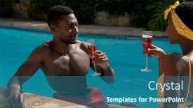  Presentation with home garden - Presentation design with african-american-couple-in-water background and a ocean colored foreground