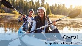  Presentation with rowing - Beautiful presentation theme featuring african american couple rowing kayak backdrop and a light blue colored foreground