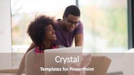  Presentation with young happy couple - Audience pleasing presentation theme consisting of african american couple shopping online backdrop and a coral colored foreground