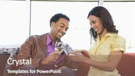  Presentation with toasting - Slides enhanced with african american couple toasting with wine glasses background and a violet colored foreground