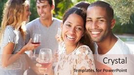  Presentation with african american culture - Presentation theme with african american culture - couple with friends drinking wine background and a coral colored foreground
