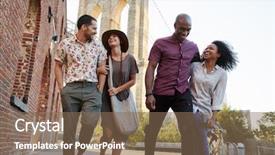  Presentation with brooklyn bridge - Slide set having african american culture - group of friends walking background and a violet colored foreground