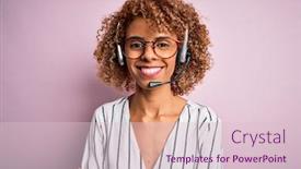  Presentation with call center - Beautiful presentation theme featuring african-american-curly-call-center backdrop and a lemonade colored foreground