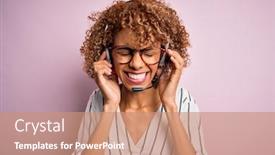  Presentation with call center - Slides featuring african-american-curly-call-center background and a  colored foreground