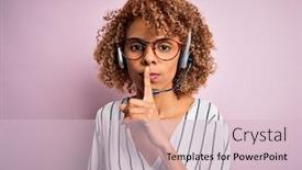  Presentation with call center - Presentation theme featuring african-american-curly-call-center background and a lemonade colored foreground