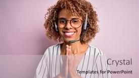  Presentation with call center - Colorful presentation enhanced with african-american-curly-call-center backdrop and a lemonade colored foreground