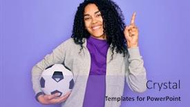  Presentation with african american woman question - Amazing PPT layouts having african-american-curly-player-woman backdrop and a light blue colored foreground