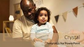  Presentation with laptop - PPT layouts enhanced with african-american-dad-using-laptop background and a  colored foreground