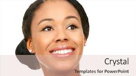  Presentation with beautiful black women smiling - Beautiful PPT theme featuring african american dentist - beautiful smile young woman isolated backdrop and a  colored foreground