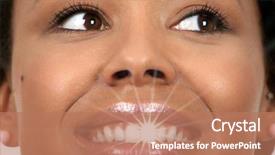  Presentation with preventive dental care - Slide set having african american dentist - happy woman white shining teeth background and a coral colored foreground