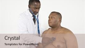  Presentation with african american patient - Audience pleasing presentation consisting of african american doctor checking blood backdrop and a coral colored foreground