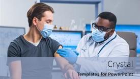  Presentation with african american patient - Slides having african-american-doctor-makes background and a light blue colored foreground