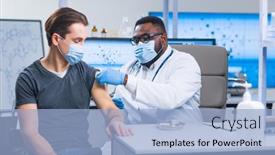  Presentation with patient safety - PPT layouts consisting of african-american-doctor-makes background and a light blue colored foreground