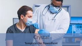  Presentation with hospital safety - Beautiful theme featuring african-american-doctor-makes backdrop and a teal colored foreground