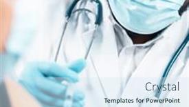  Presentation with hospital safety - Theme with african-american-doctor-makes background and a sky blue colored foreground