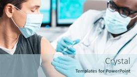  Presentation with patient safety - Theme featuring african-american-doctor-makes background and a sky blue colored foreground