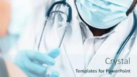  Presentation with hospital safety - PPT theme featuring african-american-doctor-makes background and a sky blue colored foreground