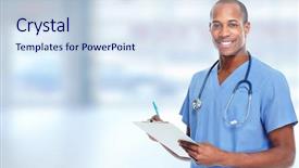  Presentation with doctor african - Slide deck consisting of african-american doctor man health background and a sky blue colored foreground