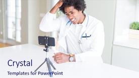  Presentation with african american church - Amazing PPT theme having african american doctor man working backdrop and a sky blue colored foreground