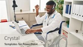  Presentation with proud american - Slides consisting of african-american-doctor-man-working background and a lemonade colored foreground