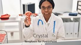  Presentation with doctor african - Slide set having african-american-doctor-woman-holding background and a soft green colored foreground